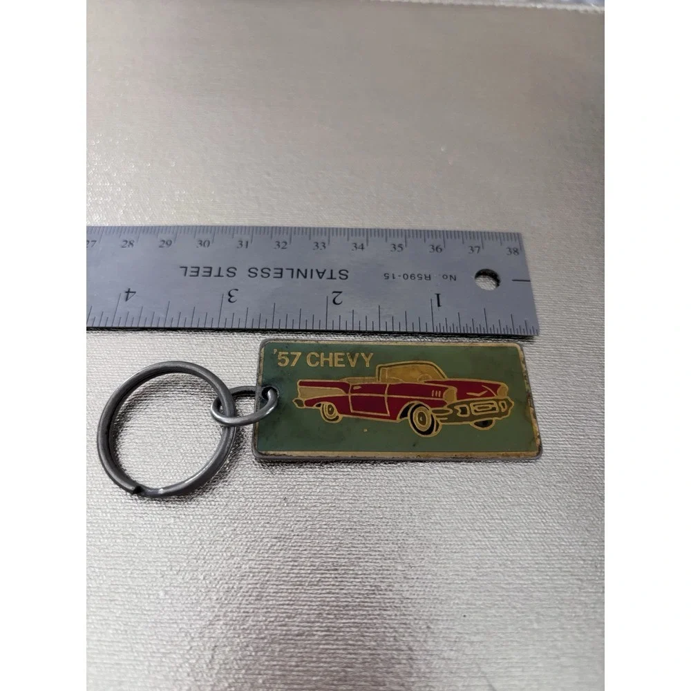 Vintage SWiBCO Metal Key‎ Fob 1957 Chevy  enamel 3111. Rare Find